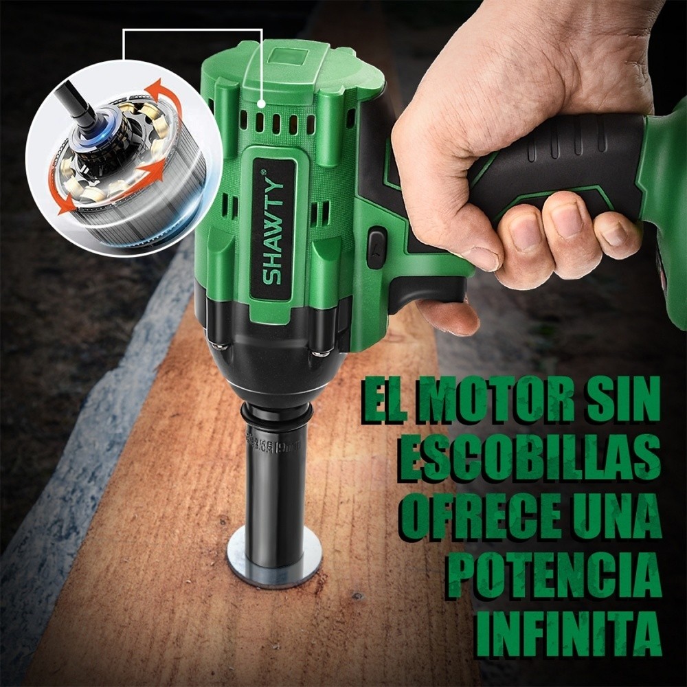 SHAWTY S0017A Cordless Impact Wrench Set - 1/2" Chuck, 520N.m, 2400RPM + 2 Batteries