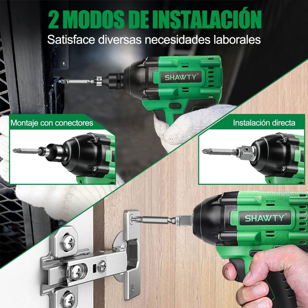 SHAWTY S0017A Cordless Impact Wrench Set - 1/2" Chuck, 520N.m, 2400RPM + 2 Batteries