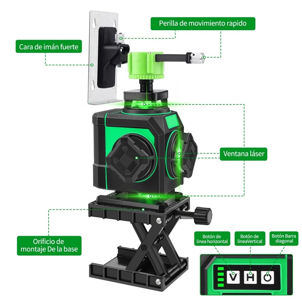 SHAWTY S0032 Multifunctional 2-Line Laser Level with Two Batteries