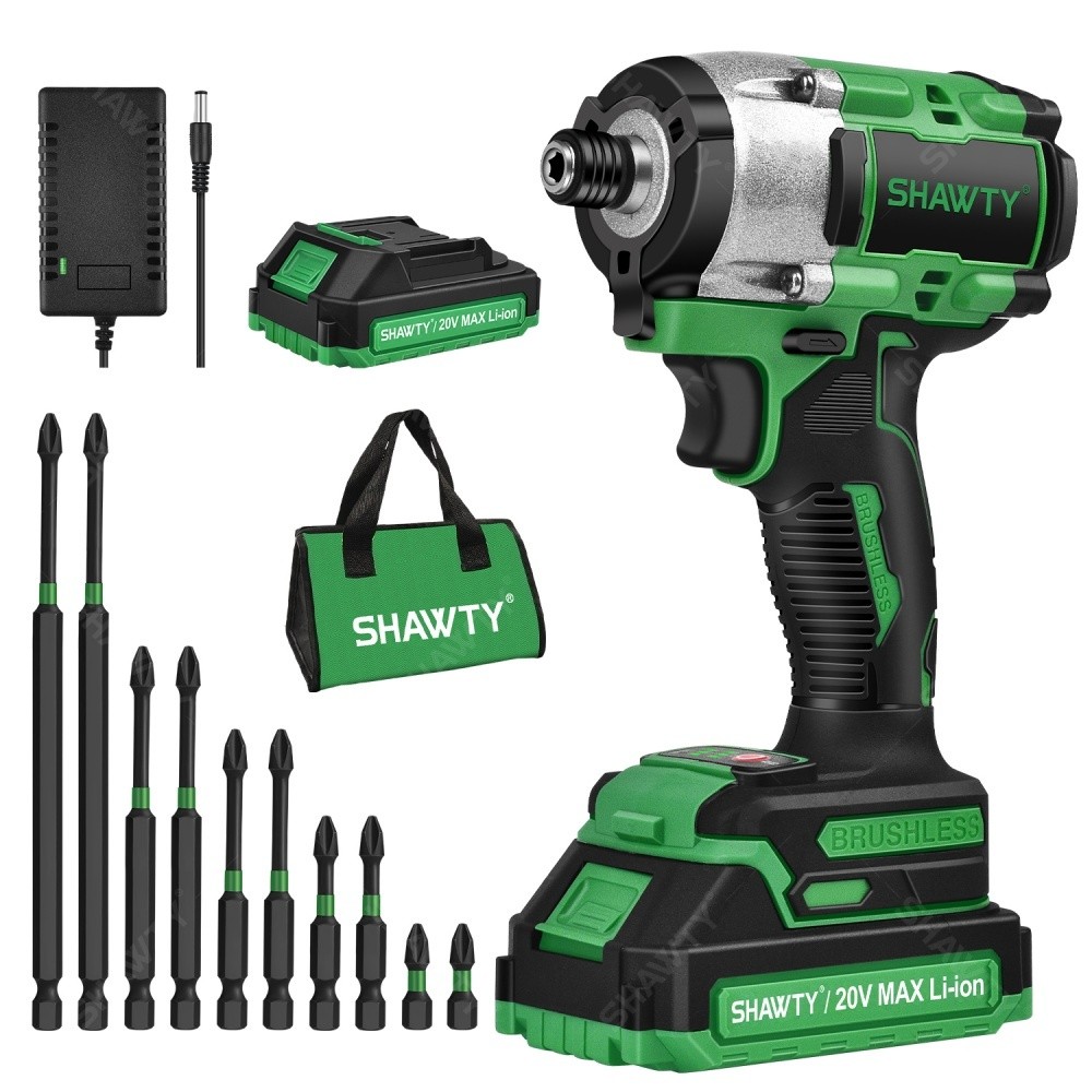SHAWTY S0049 320nm 2400Rpm Cordless Impact Driver High-Speed,Durable with 10 Accessories & Tool 