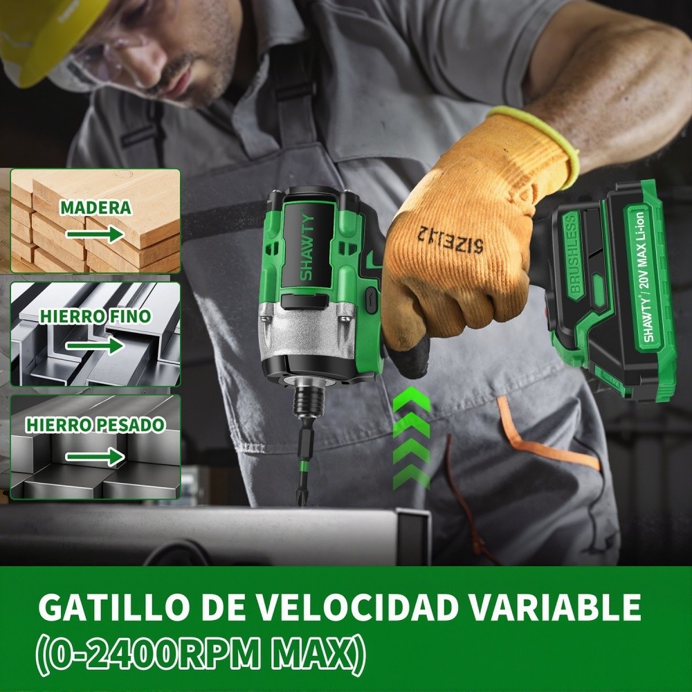 SHAWTY S0049A 1/4" Cordless Impact Driver 2400RPM, 2 Batteries & 28-Piece Screw Head Kit