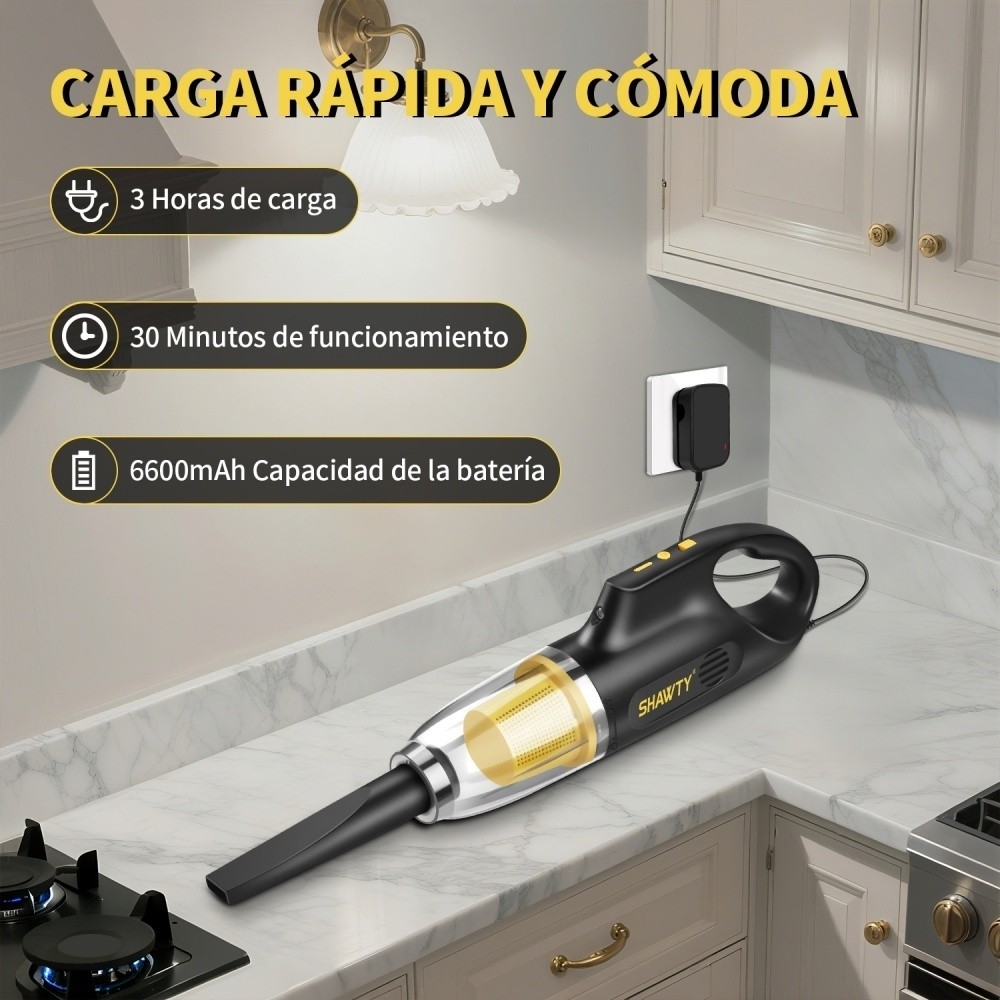 SHAWTY S0069 Cordless Handheld Vacuum - 10000PA, 600ml, Washable HEPA, Multi-Scene