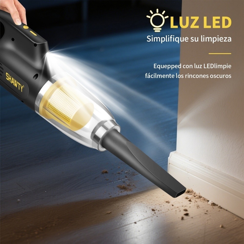 SHAWTY S0069 Cordless Handheld Vacuum - 10000PA, 600ml, Washable HEPA, Multi-Scene