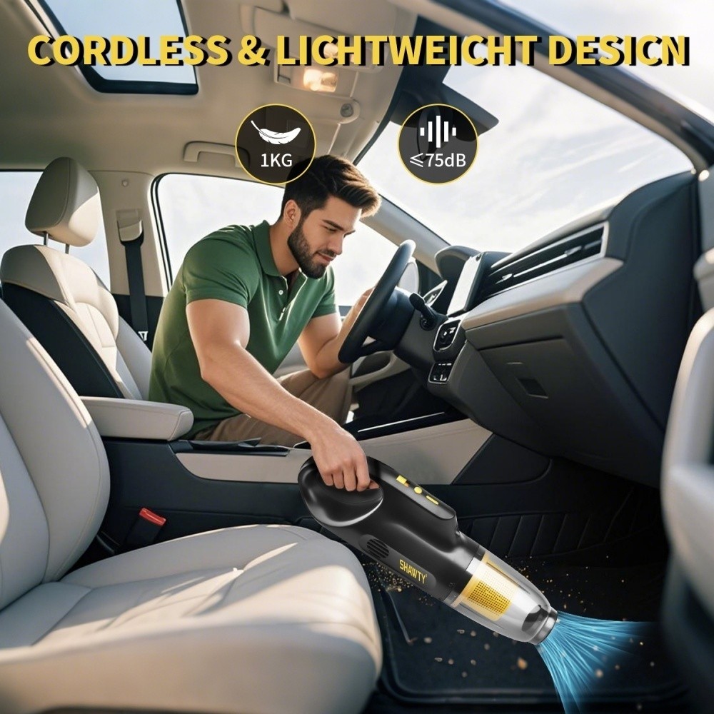 SHAWTY S0069 Cordless Handheld Vacuum - 10000PA, 600ml, Washable HEPA, Multi-Scene
