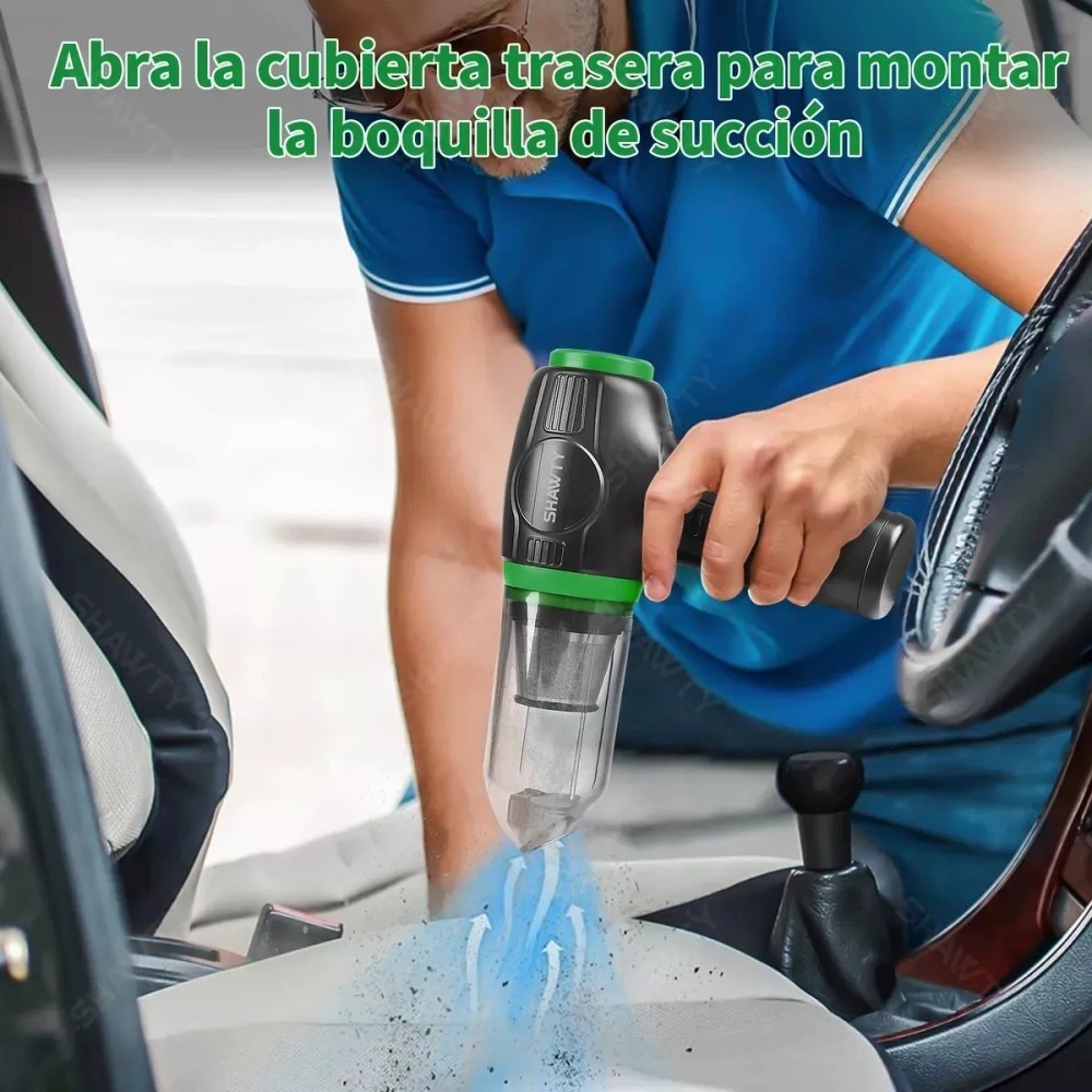 SHAWTY S0091 Cordless 2-in-1 Air Blower - 15000rpm LED, Cleans Car/Home/Computer/Pet Hair