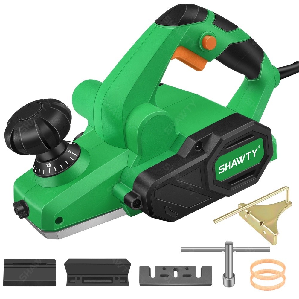 SHAWTY S0092 Professional 1800W Wood Planer - 3-1/4" 18000RPM, Handheld DIY Lumber Tool
