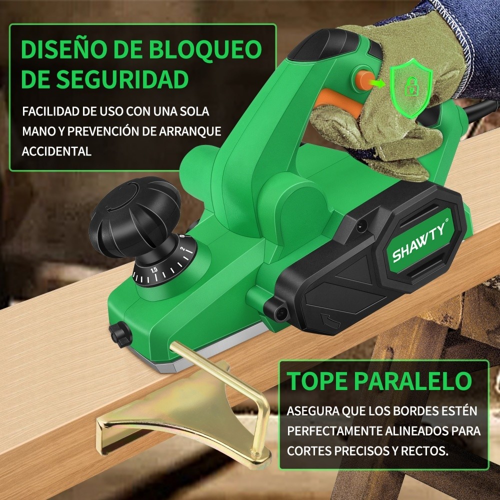 SHAWTY S0092 Professional 1800W Wood Planer - 3-1/4" 18000RPM, Handheld DIY Lumber Tool