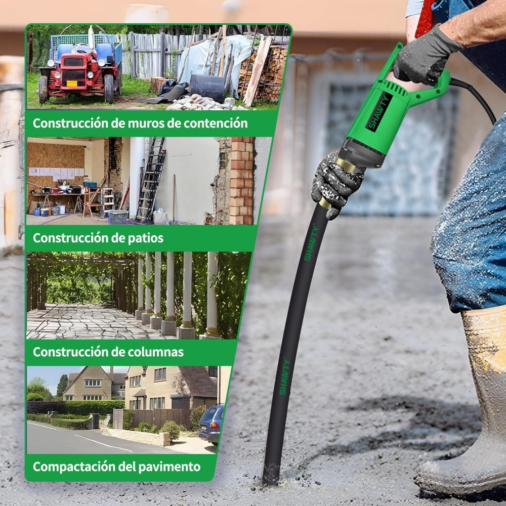 SHAWTY S0095 Portable 1200W Concrete Vibrator - 12000VPM, 1.5m Cable, Concrete Leveling