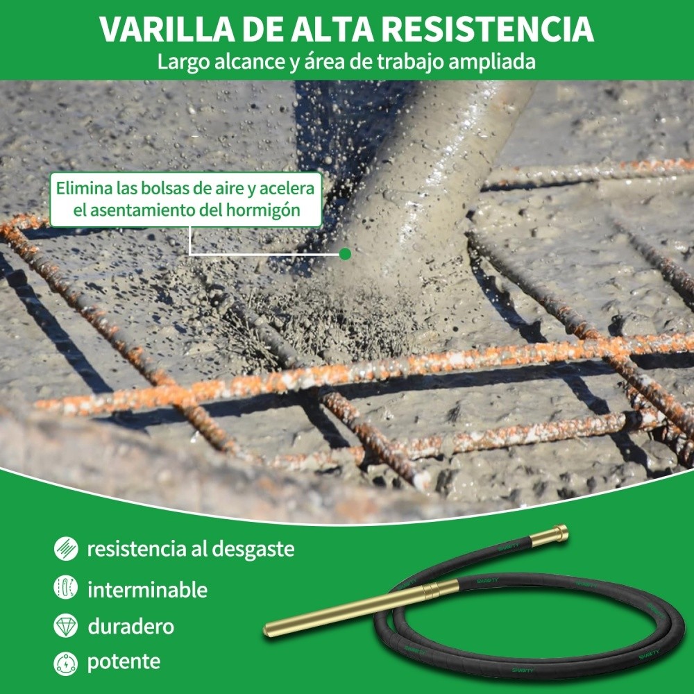 SHAWTY S0095 Portable 1200W Concrete Vibrator - 12000VPM, 1.5m Cable, Concrete Leveling