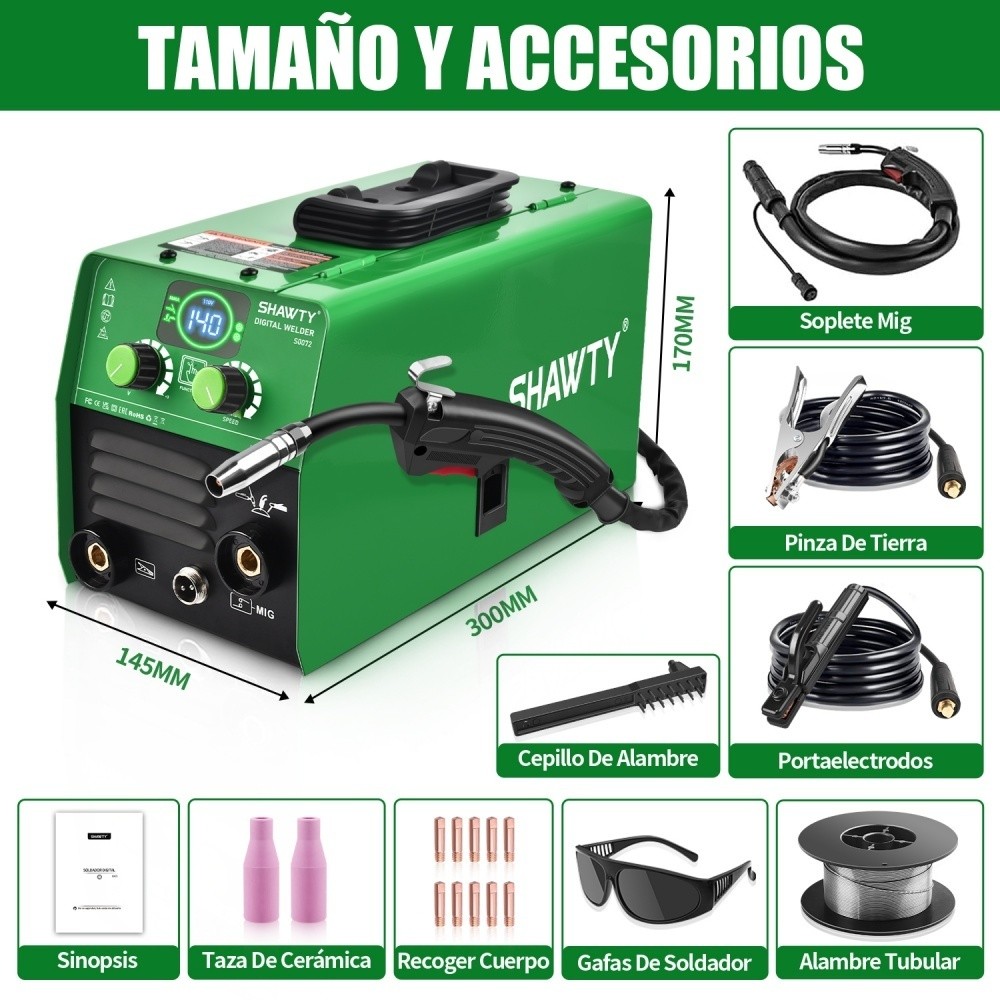 SHAWTY S0072 Portable 3-in-1 Inverter Welder-MMA MIG TIG,140A 4000W,Industrial Welding Home Maint