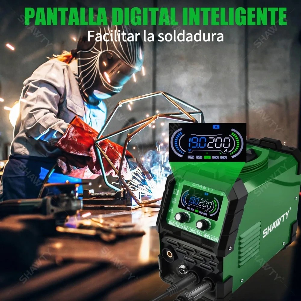 SHAWTY S0074 200A 3-in-1 Inverter Welder - MIG/MMA/TIG, IGBT 110V, LED Display, Home/Industry Use