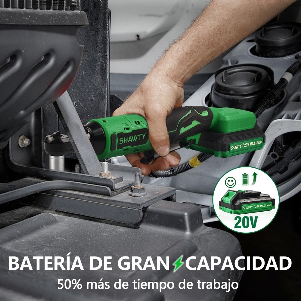 SHAWTY S0079B 20V 3/8" Electric Ratchet - 65N.m 400RPM, 2×2Ah, 8 Sockets & Accessories