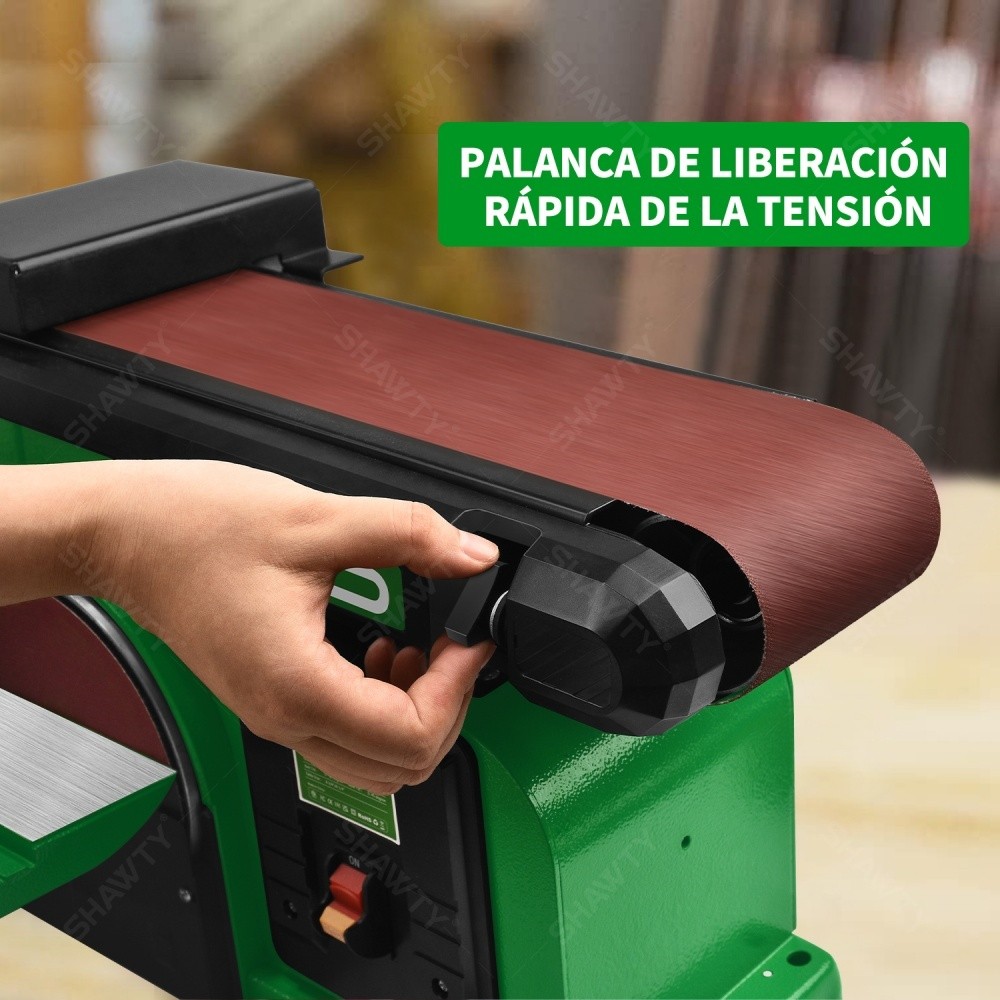 SHAWTY S0087 650W Bench Belt/Disc Sander - 4x36", 3550RPM, Wood/Metal, 2 Belts+15 Sheets