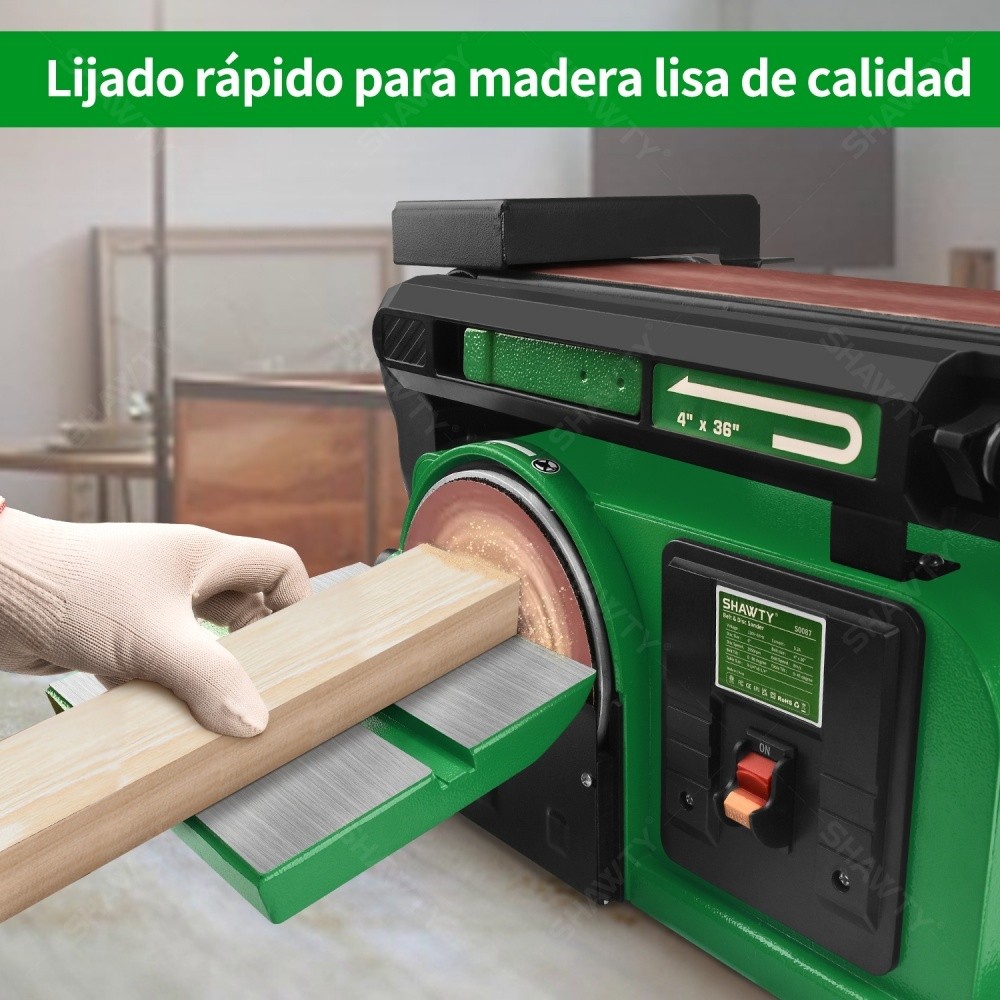 SHAWTY S0087 650W Bench Belt/Disc Sander - 4x36", 3550RPM, Wood/Metal, 2 Belts+15 Sheets
