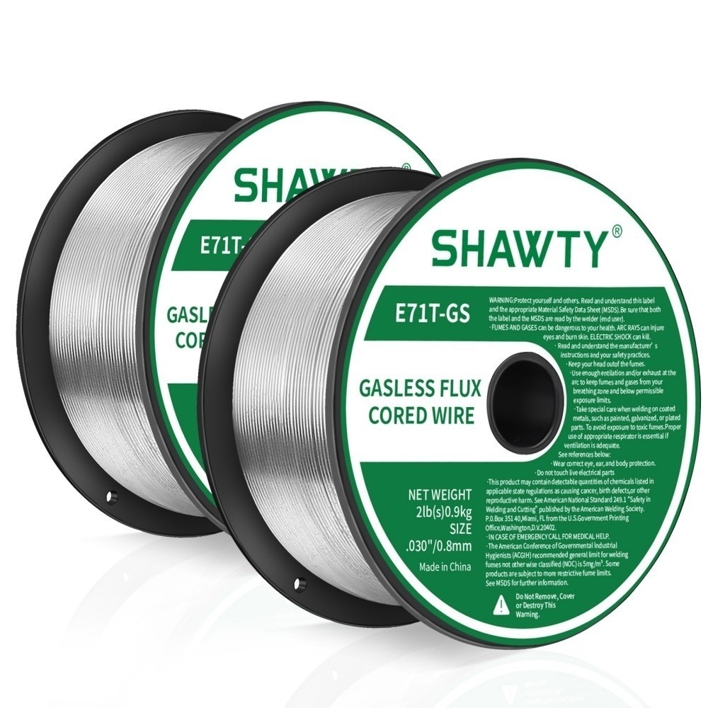 SHAWTY E71T-GS2 0.8mm E71T-GS Flux Core MIG Wire - 2 Rolls×1kg, Low Spatter for S0072/S0073
