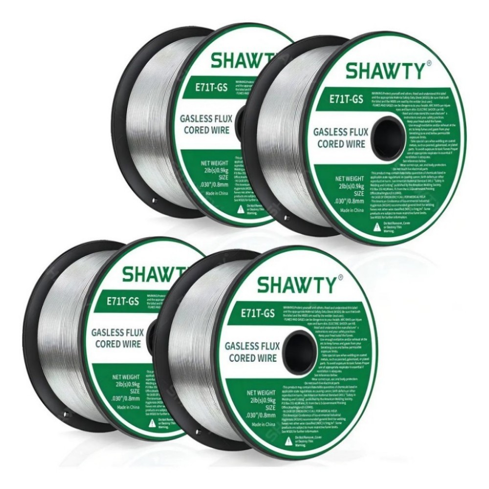 SHAWTY E71T-GS4 0.8mm Flux Core Wire - 4 Rolls×1kg, Welding Accessory S0072/S0073