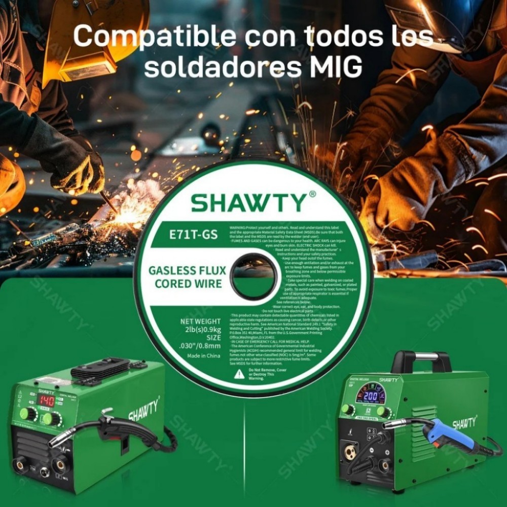 SHAWTY E71T-GS4 0.8mm Flux Core Wire - 4 Rolls×1kg, Welding Accessory S0072/S0073