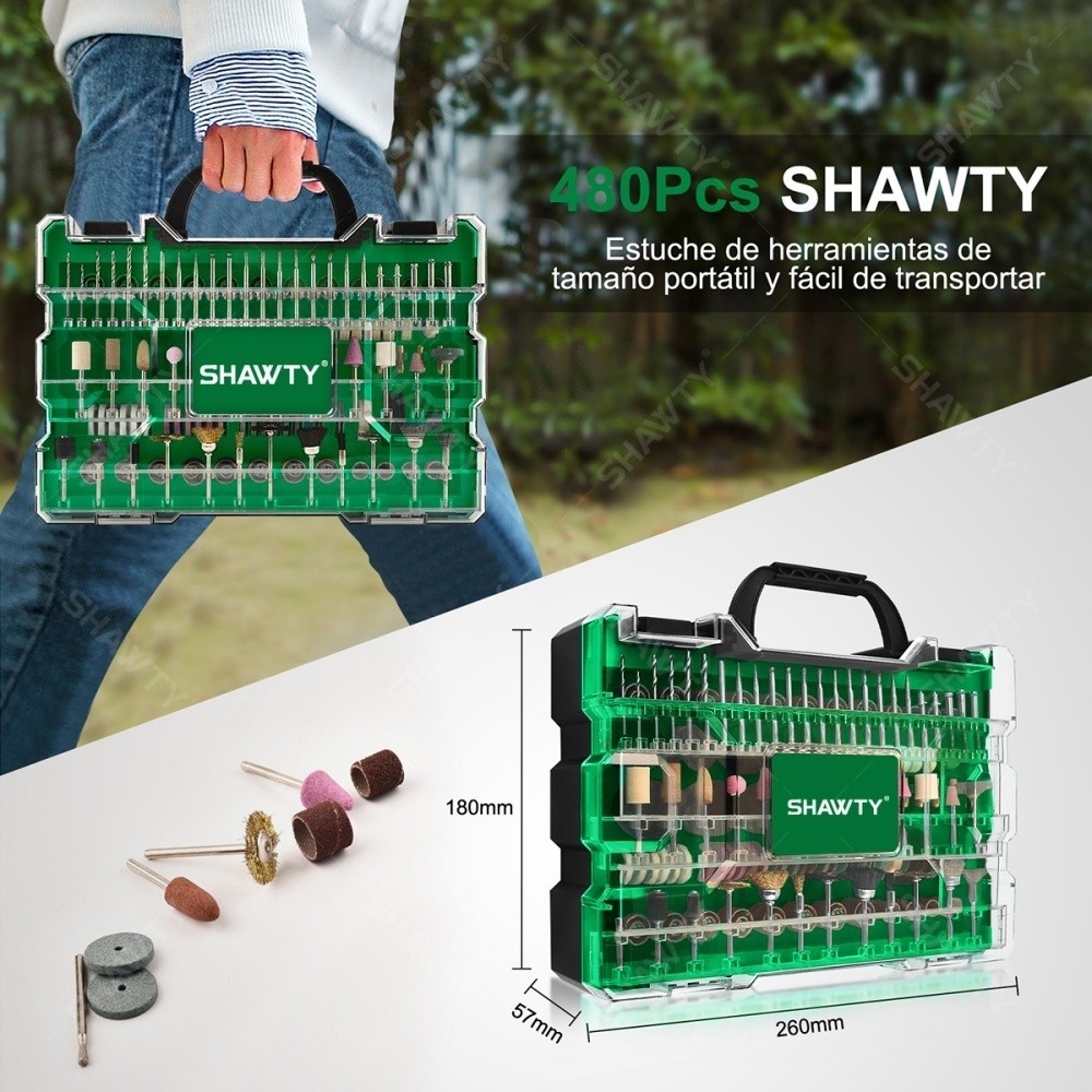 SHAWTY S0004 480-Piece Rotary Tool Accessory Set, Tool Kit for Dremel 4000