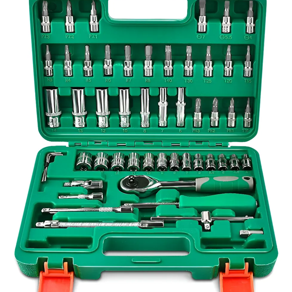 SHAWTY S0018-53 53-PCS 1/4-Inch Mechanical Tool Kit Wrench Set for Bike,Motorcycle,Car Repairs