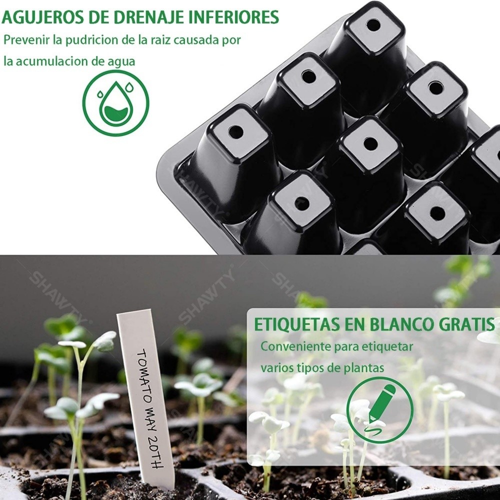 SHAWTY S0022 10×12-Hole Seedling Trays Greenhouse: Lid + Labels, Garden Growing Tools