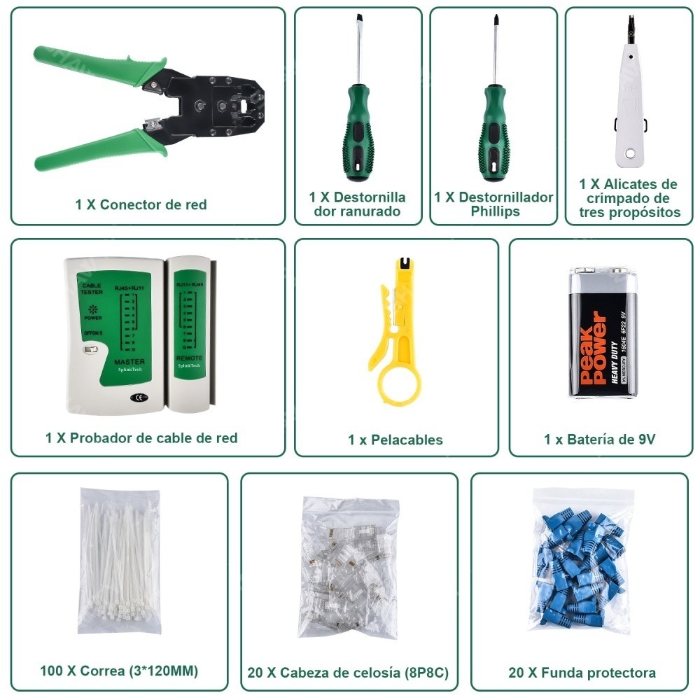 SHAWTY S0030 10-in-1 Network Tool Kit: RJ45/11/12 Crimper, Stripper & Cable Tester