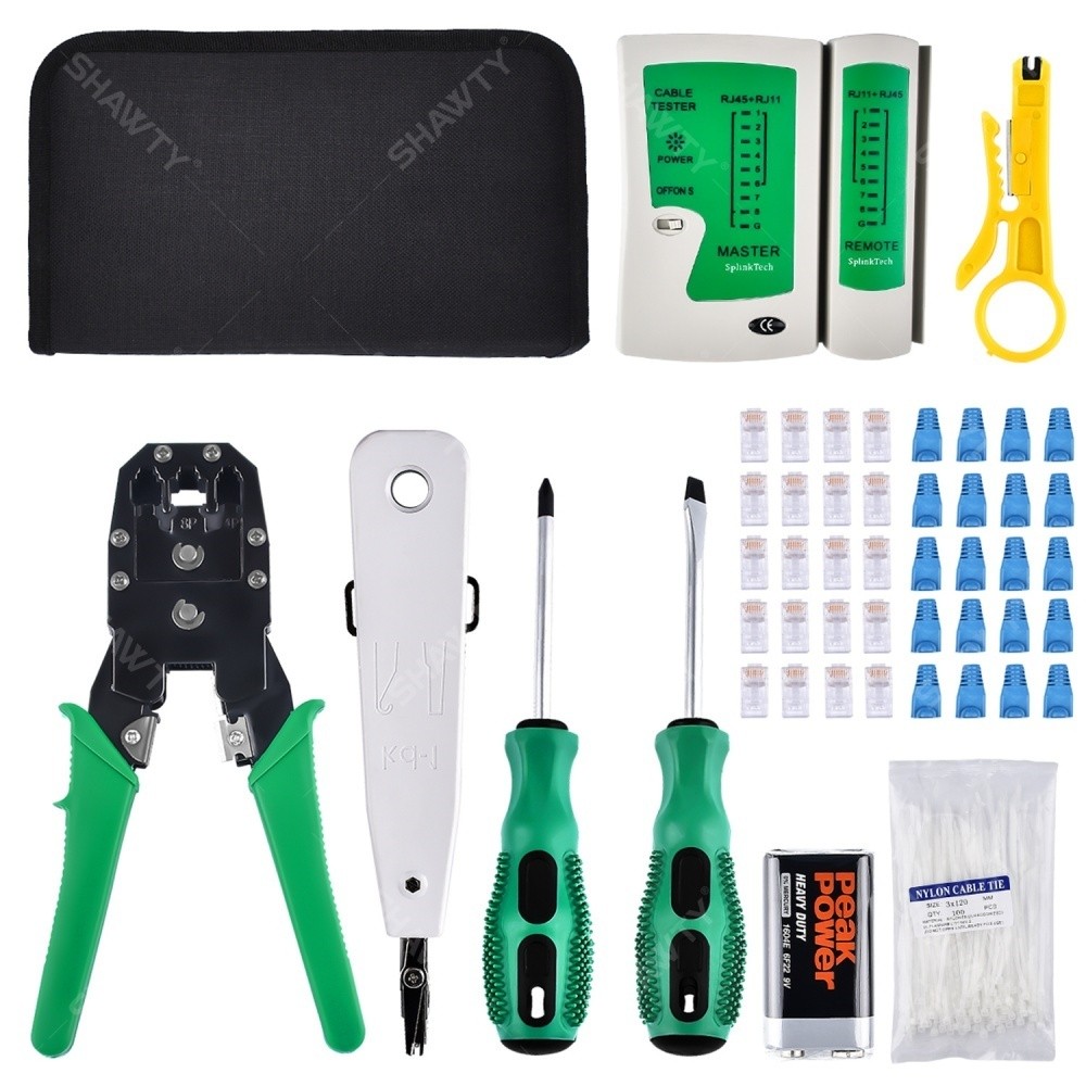 SHAWTY S0030 10-in-1 Network Tool Kit: RJ45/11/12 Crimper, Stripper & Cable Tester