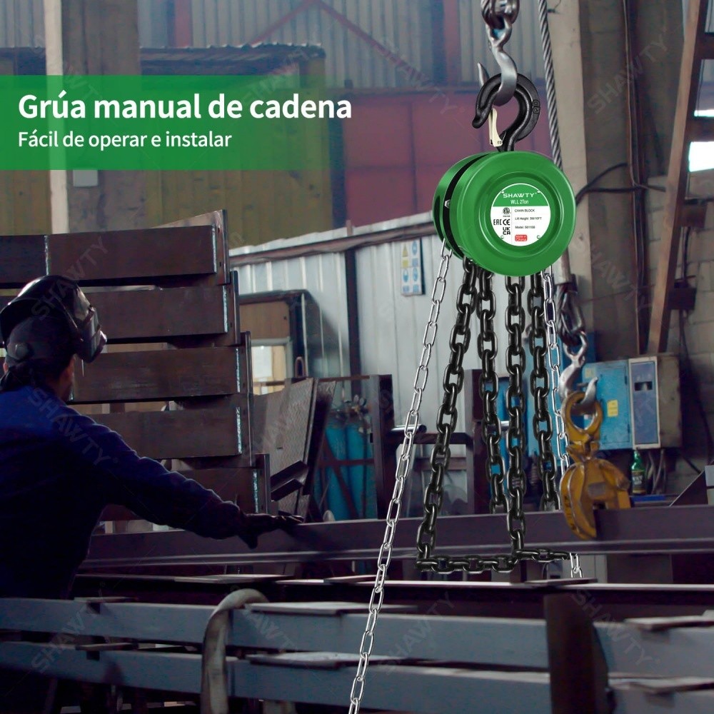 SHAWTY S0110B 2T 3M Manual Chain Hoist – Lifts Goods/Machines, for Factories/Construction/Docks
