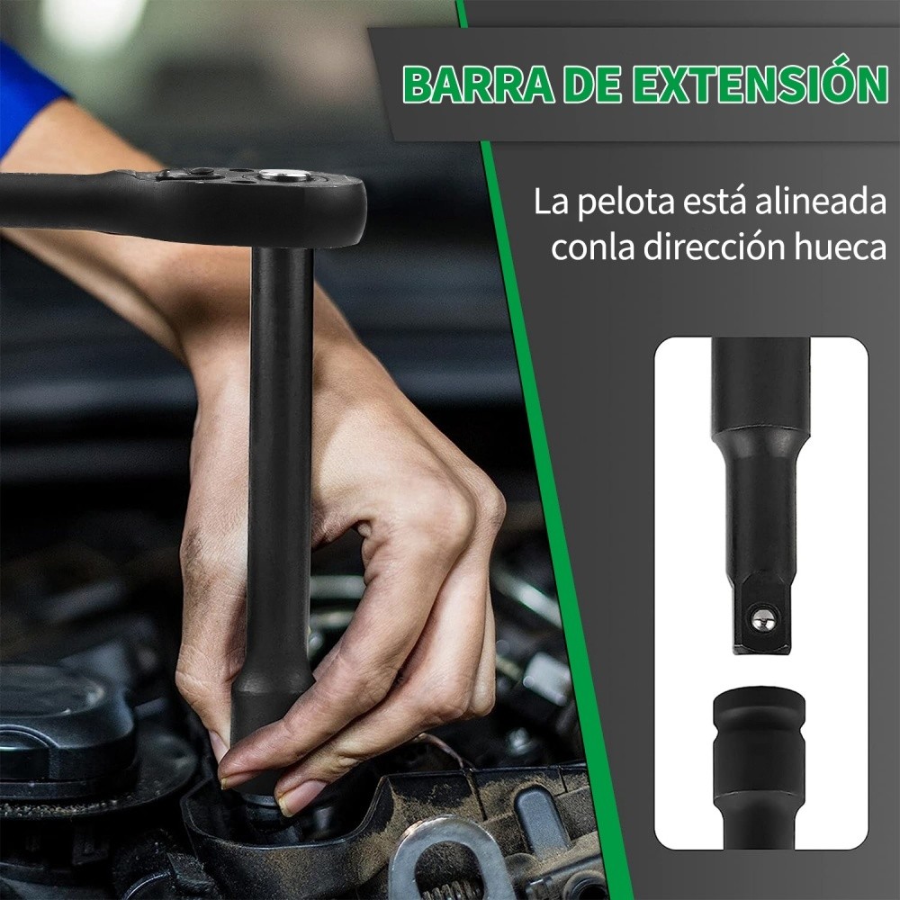 SHAWTY S0118 40-Piece 1/2" High Impact Socket Set, CR-V Steel with Extension Bar, Adapter & Joint