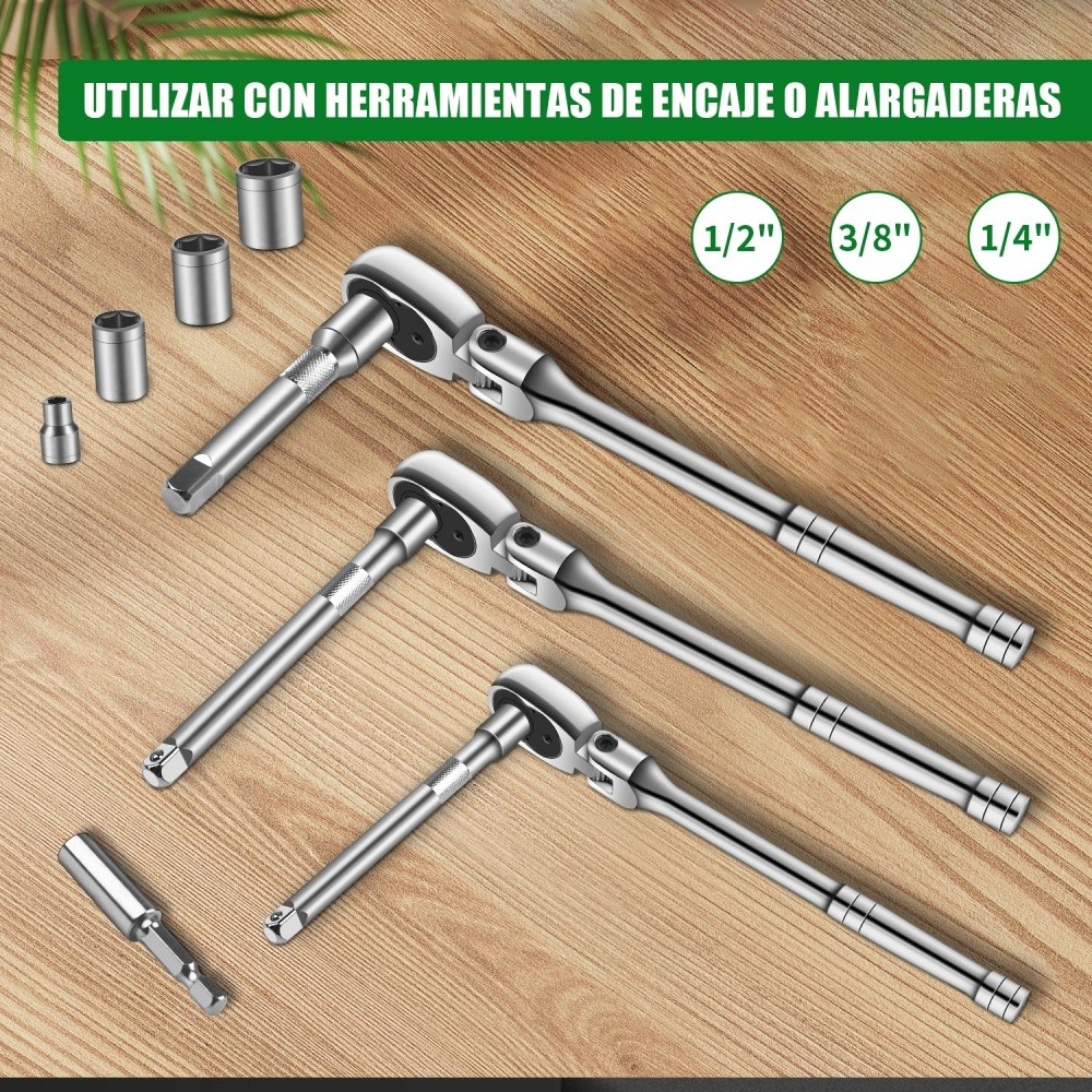 SHAWTY S0119 6-Piece Adjustable Ratchet Set – 180° 72-Teeth, 1/4-1/2" Drive, Quick Release