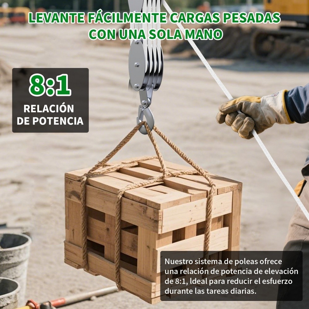 SHAWTY S0129 4-Wheel Lifting Pulley Hoist 25m-1000kg Load, 8:1 WarehousesRatio,Garages & Industrial 