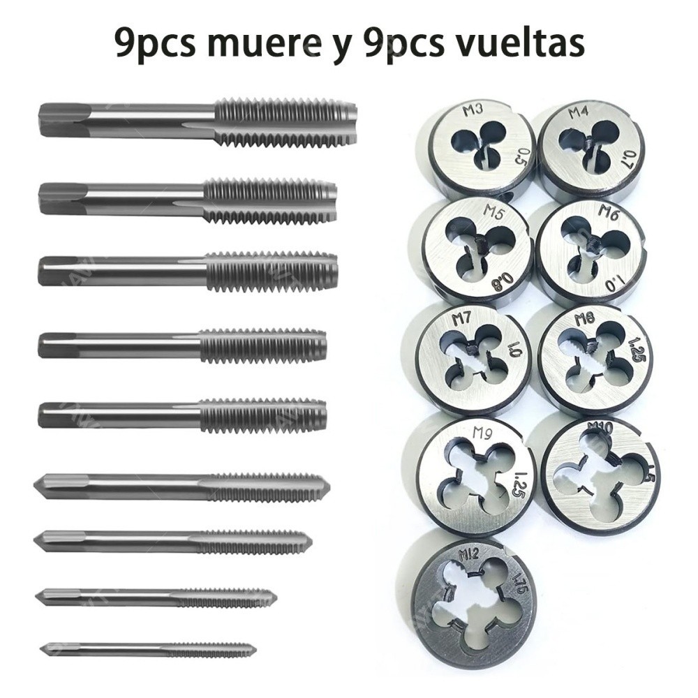 SHAWTY S0047 20-Piece Tap & Die Set M3-M12 With Adjustable Handle, Tap Wrench & Hand Wrench