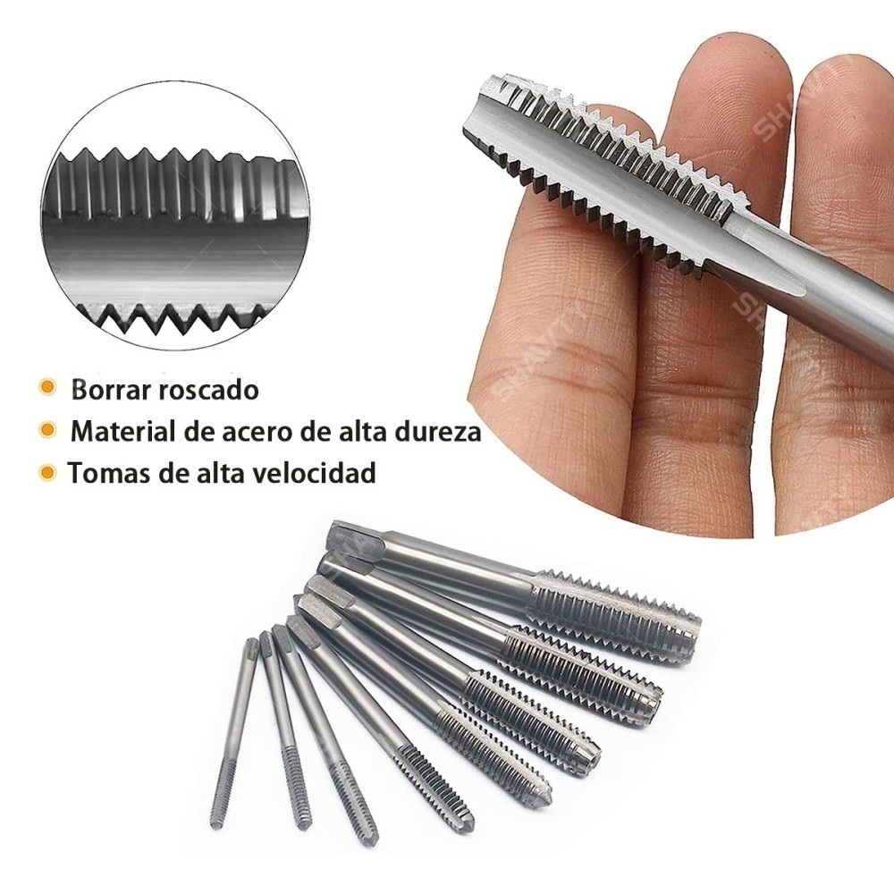 SHAWTY S0047 20-Piece Tap & Die Set M3-M12 With Adjustable Handle, Tap Wrench & Hand Wrench