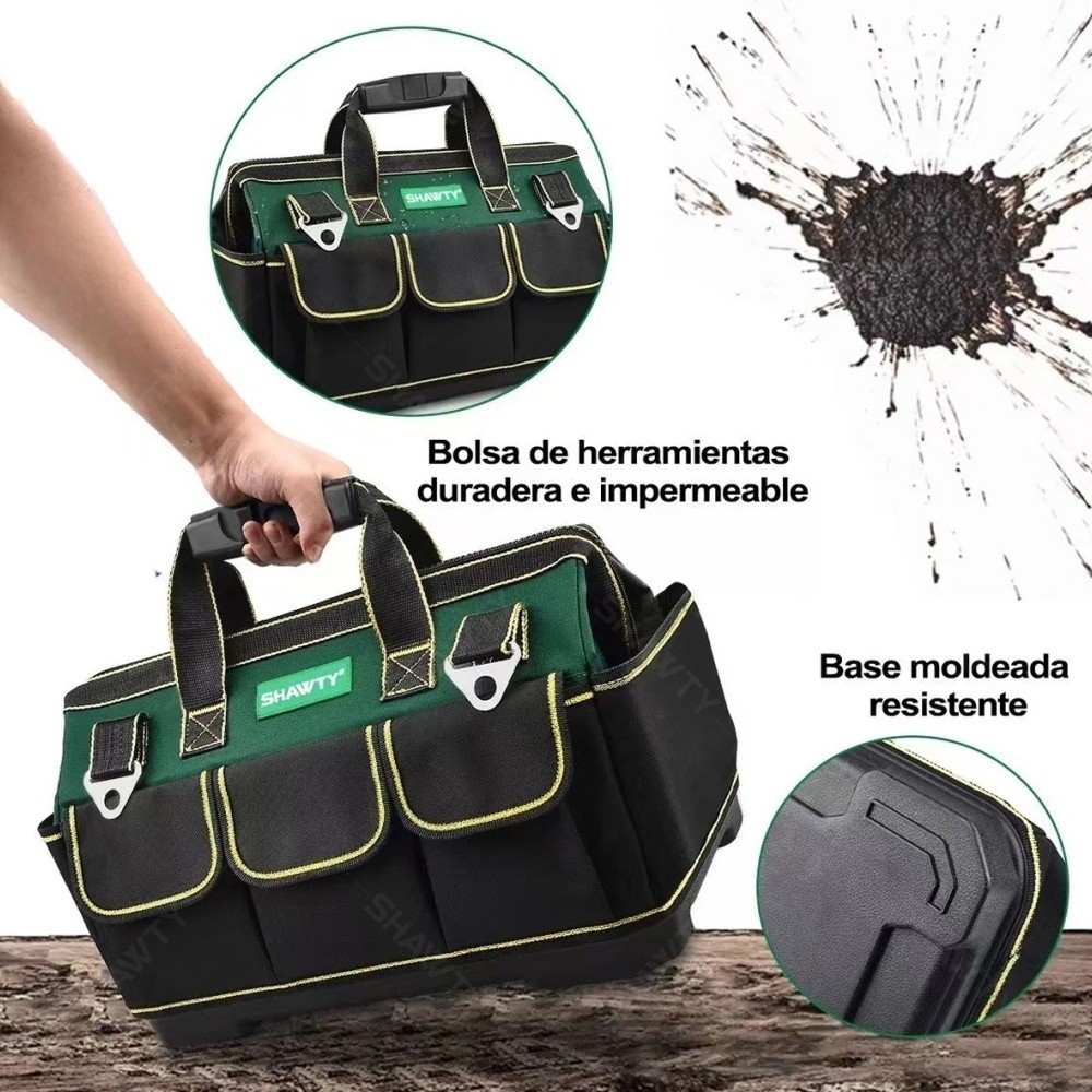 SHAWTY S0058-17 17" Electrician's Tool Bag - Waterproof Base, Adjustable Strap, Large Capacity
