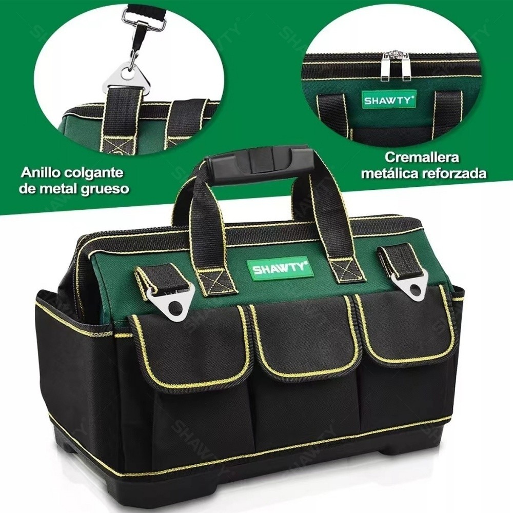 SHAWTY S0058-17 17" Electrician's Tool Bag - Waterproof Base, Adjustable Strap, Large Capacity