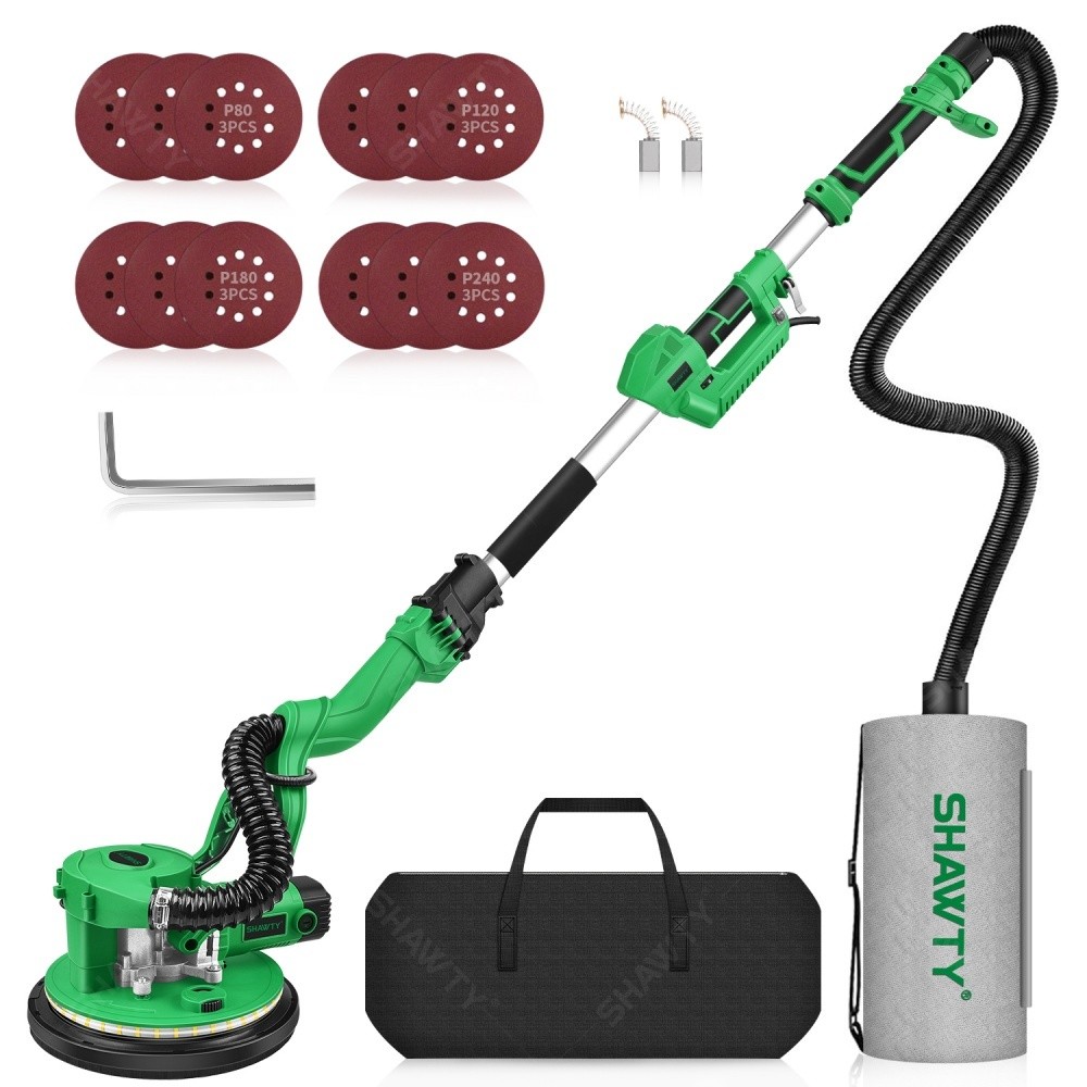 SHAWTY  S0081 1200W Long Handle Orbital Sander - 5 Speeds, 225mm LED, 12 Sanding Discs